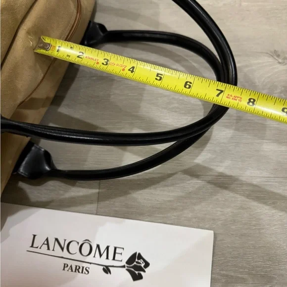 LANCÔME Large Tote/Hobo Bag - Faux Suede Calf Color With Black Bottom/Straps - Picture 10 of 12